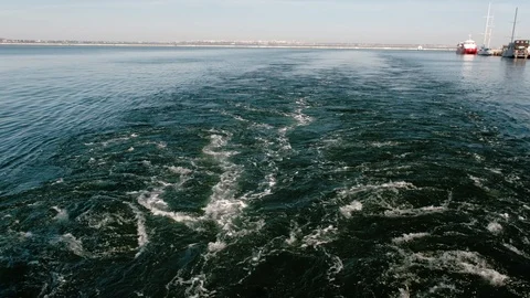 Ferry Departs From the Pier, back view Stock Footage 98948711