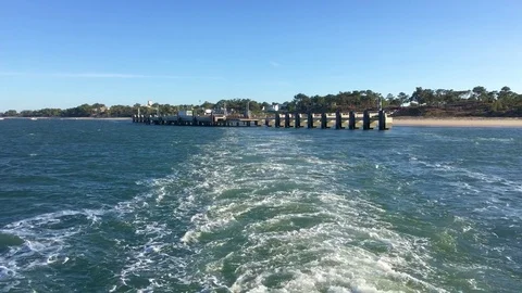 Ferry Departs From the Pier Stock Footage 81791855