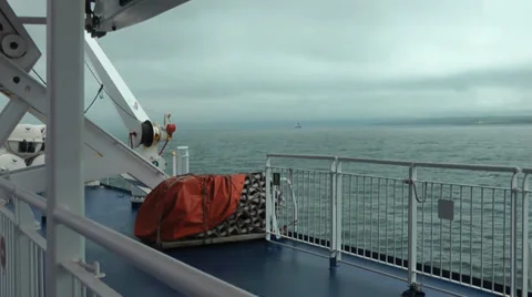 Ferry in Distance from deck of ferry at sea Stock Footage 36838089