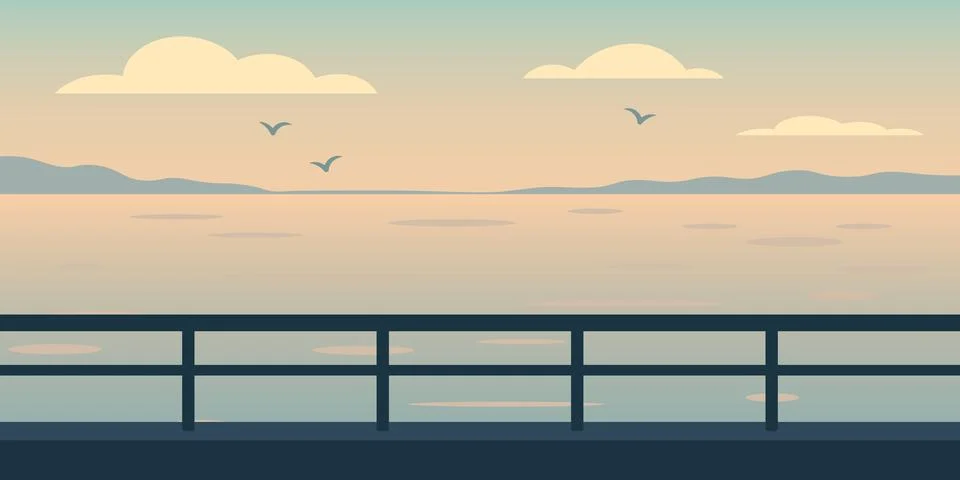 Ferry dock railing Stock Illustration