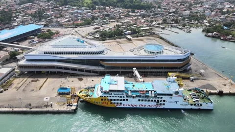 Ferry Docking in Merak Port Stock Footage 148303323