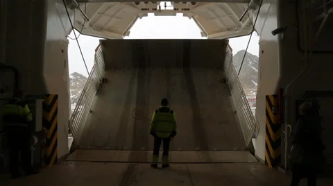 Ferry door opens Stock Footage 39691132