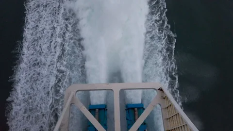 Ferry engine waves top down aerial view Video stock 112895304