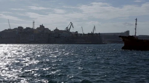 Ferry enters harbor Stock Footage 108608906
