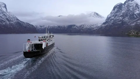 A ferry in a fjord Stock Footage 88807955