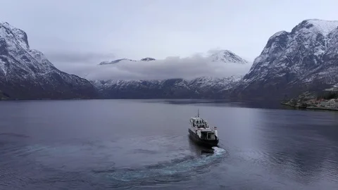 A ferry in a fjord Stock Footage 88808482