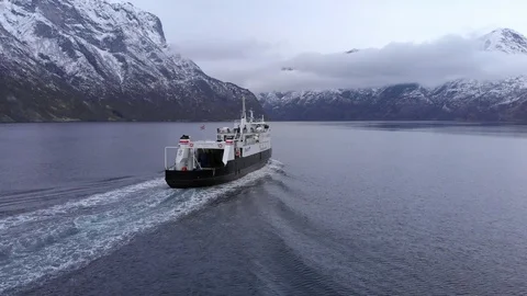A ferry in a fjord Stock-Footage 88808881