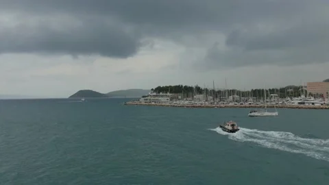Ferry in front of the Split old town in Croatia Stock Footage 221705171