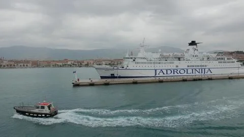 Ferry in front of the Split old town in Croatia 写真素材