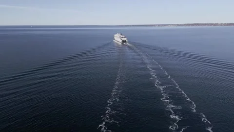 Ferry gliding across calm Baltic Sea Видео 332307071