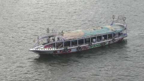 Ferry going down Nile River in Egypt 2 Video stock 82315491