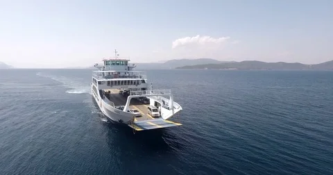 A Ferry Greece Vacation Aerial View Stock Footage 80920169
