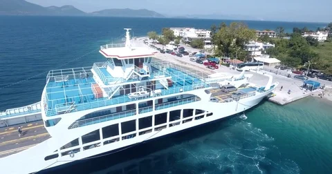 A Ferry Greece Vacation Aerial View Stock Footage 80920213