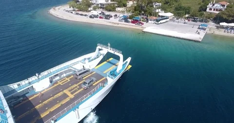 A Ferry Greece Vacation Aerial View Stock Footage 80920215