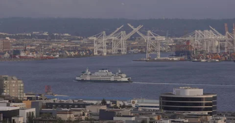 Ferry in harbor Video stock 165264943