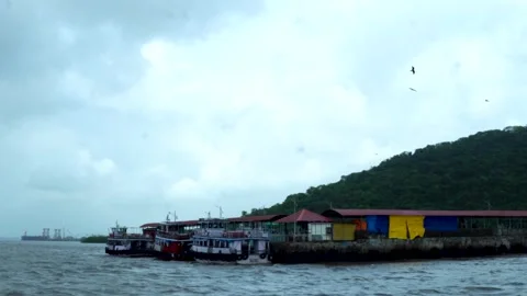 Ferry Heading Toward Elephanta Caves Stock Footage 342624645