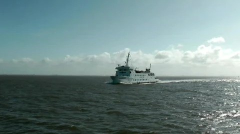 A ferry on the hight sea Stock Footage 699579