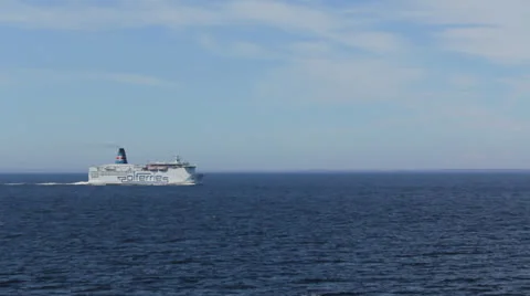 Ferry on horizon Stock Footage 25185012