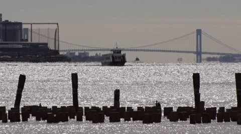 Ferry on the Hudson River Stock Footage 35517670