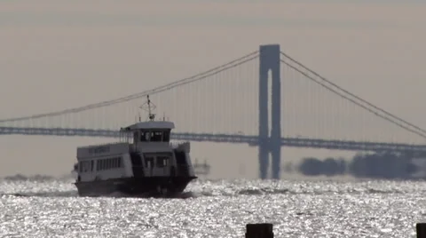 Ferry on the Hudson River Stock Footage 35517676