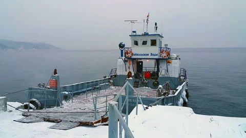 Ferry on Lake Baikal Stock Footage