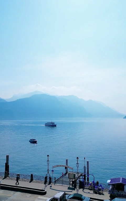 Ferry on Lake Como - Vertical Stock Footage 307939221