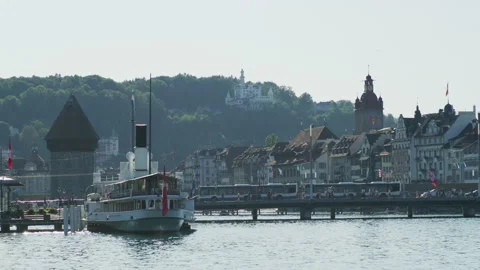 Ferry on Lake Lucerne, Lucerne Stock Footage 218982656