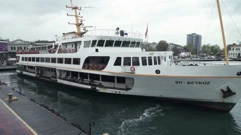 Ferry Leaves the Port Stock Footage 142893787