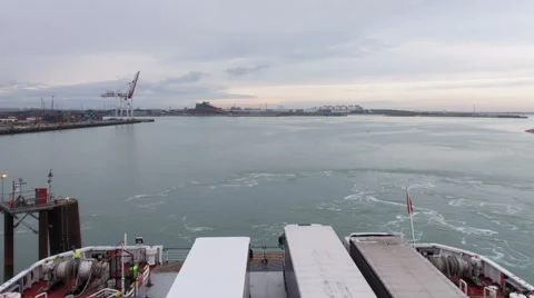 Ferry leaving Dunkirk - time lapse - France Stock Footage 64003699