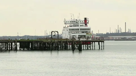 Ferry leaving pier in foreground Stock Footage 46072063