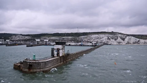 Ferry leaving the port of Dover Stock Footage 114948825