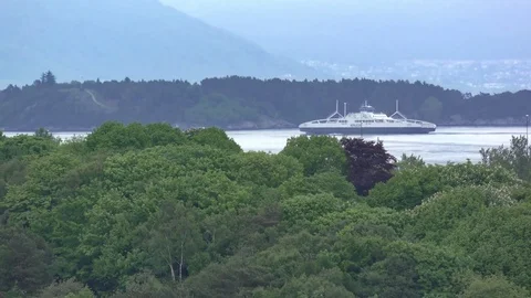 Ferry leaving port Norway Stock Footage 77239498