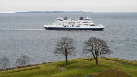 Ferry line between Denmark and Sweden Stock-Footage 69814962