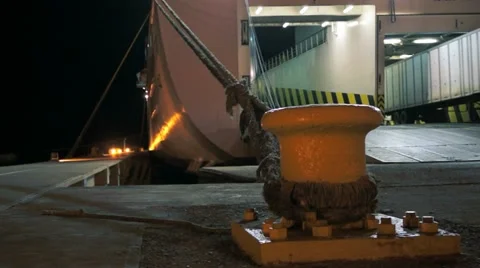 Ferry Loading Cargo During the Night Stock Footage 12325515