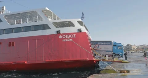 Ferry is loading on the island Aegina Stock-Footage 74109548