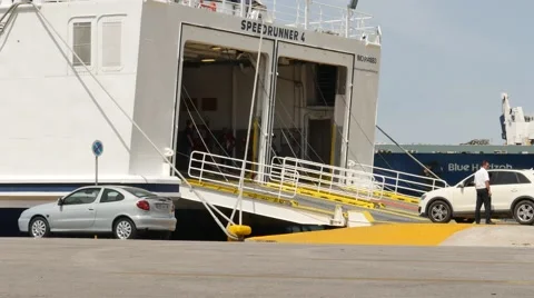 Ferry loading In Piraeus -  port of Athens Stock Footage 63905384