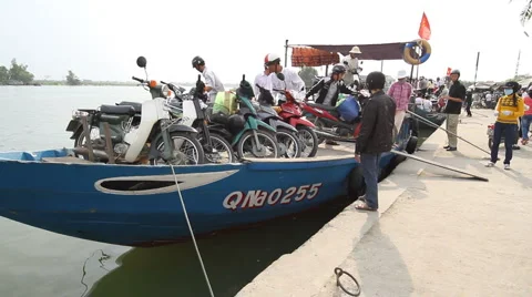 Ferry Moped Hoi An Stock Footage 889443