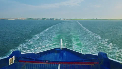 The ferry moves along the sea Stock Footage 318010700