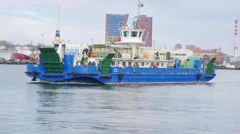 Ferry moving in Klaipeda port 4k Stock Footage 44754583