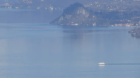 Ferry navigating on lake Maggiore Stock Footage 37586908