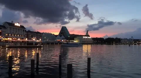 Ferry at night on a lake Stock Footage 10734476