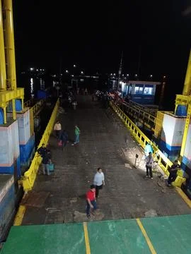Ferry opening gate in Indonesia 写真素材