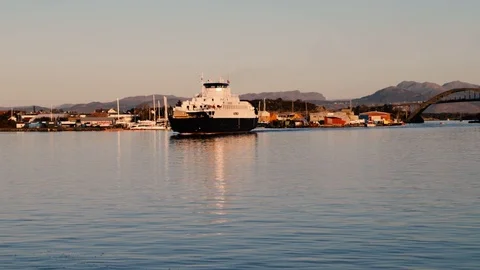 Ferry out in the water Stock Footage 125704279