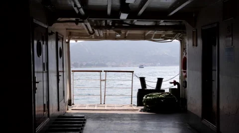Ferry Overlooking Harbor Stock Footage 62537588