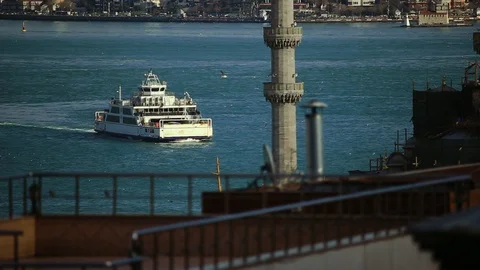 Ferry passenger vessel floating to the docks. Voyage, exploring the world 스톡 동영상 105275029
