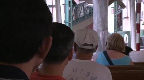 Ferry passengers, docking, Hong Kong, China Stock Footage 54493254