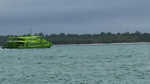 Ferry Passes by the Coastline Stock Footage 41685915