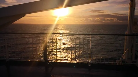 Ferry passing and sunset Stock Footage 122793035