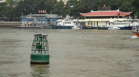 Ferry Passing through Pearl River Stock Footage 727044