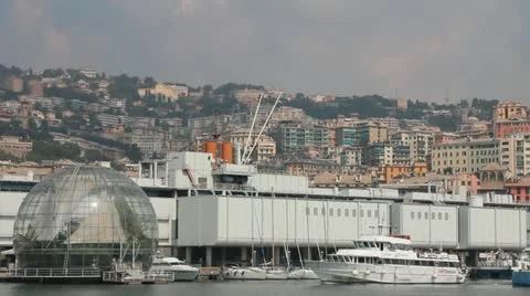 Ferry passing through the port of Genoa Stock Footage 12314015